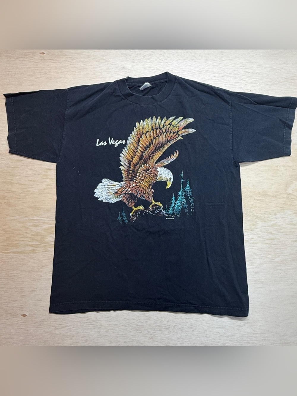 Vintage Las Vegas graphic t-shirt featuring a large bald eagle graphic